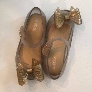 Gold glitter mini melissa girls shoes